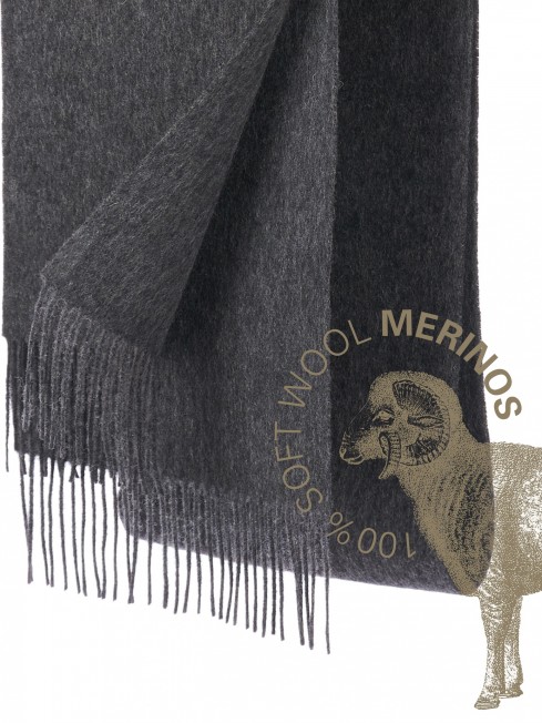 CHARCOAL DE NAIRN, длиный ШАРФ из мягчайшей шерсти MERINOS из пряжи средней тяжести, однотонная коллекционная линия UNITON-PLURALISM (Много-гранности) FT.W220_705544.08/CHAR